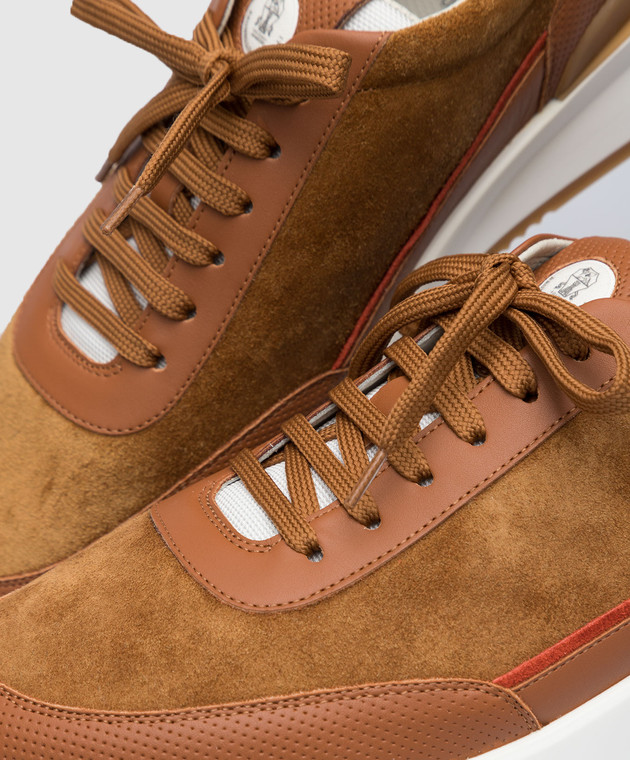 Brunello Cucinelli Світло-коричневі кросівки з патчем логотипу MZUSNHO278 зображення 5