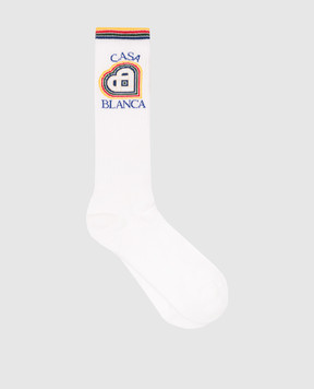 Casablanca Білі шкарпетки з візерунком логотипа AF23ACC07706