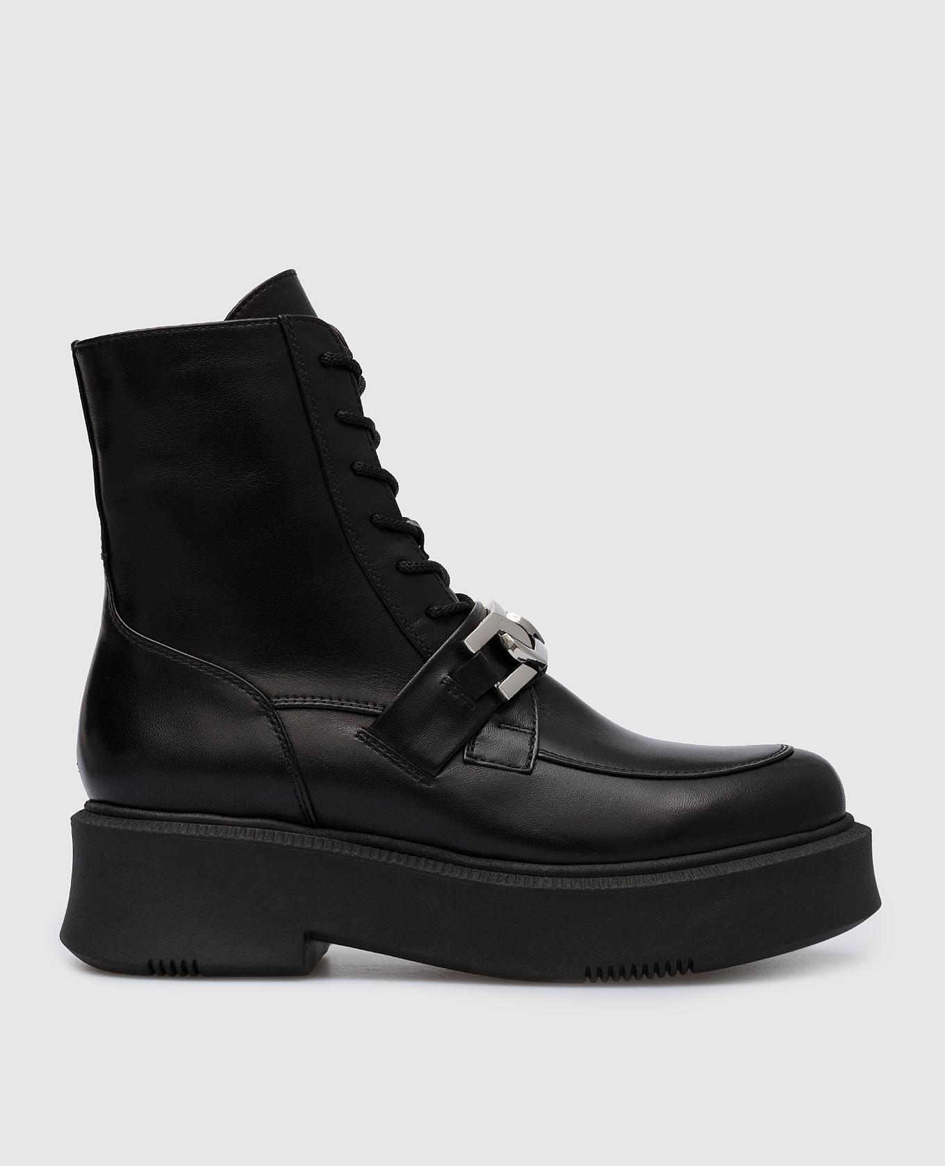 

Черные кожаные ботинки, Черный, Ботинки