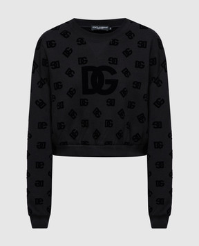 Dolce&Gabbana Черный свитшот в шаблон логотипа монограммы. F9R60TGDB7F