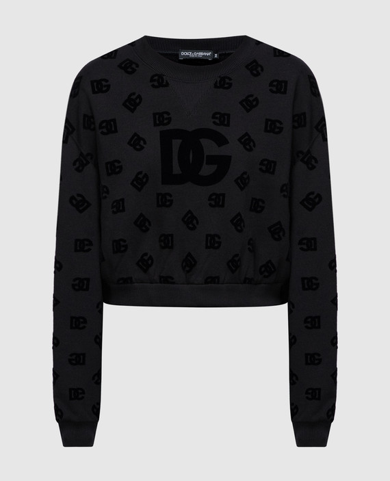 Black sweatshirt with monogram logo pattern