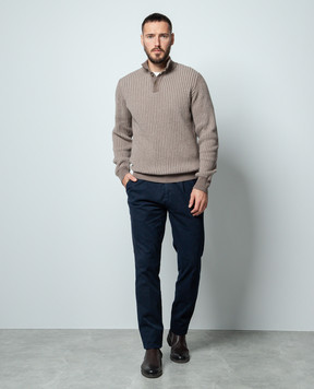 Cashmere&Whiskey Коричневий джемпер з вовни та кашеміру в смужку PL104