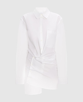 Off-White Белое платье-рубашка мини асимметричного кроя OWDG005F23FAB004