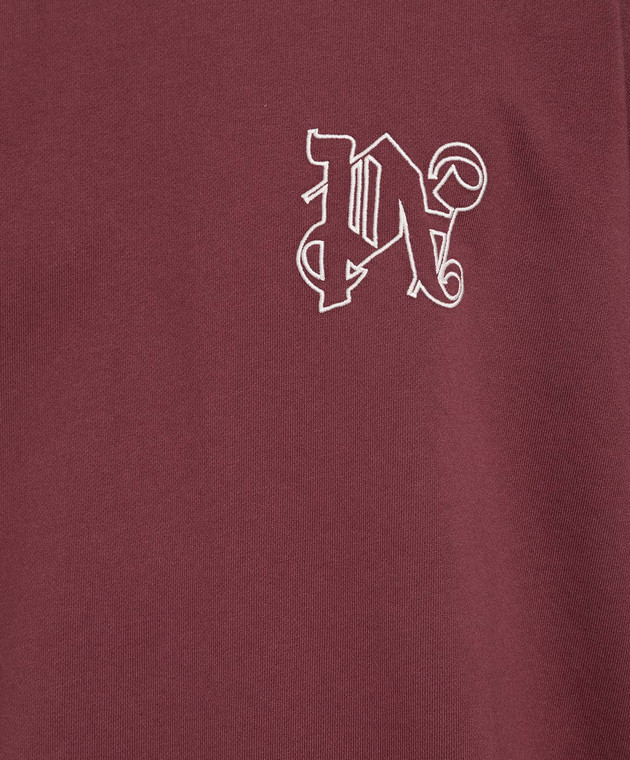 Palm Angels Burgundy sweatshirt with a vintage effect and monogram PMBA074E23FLE003 image 5
