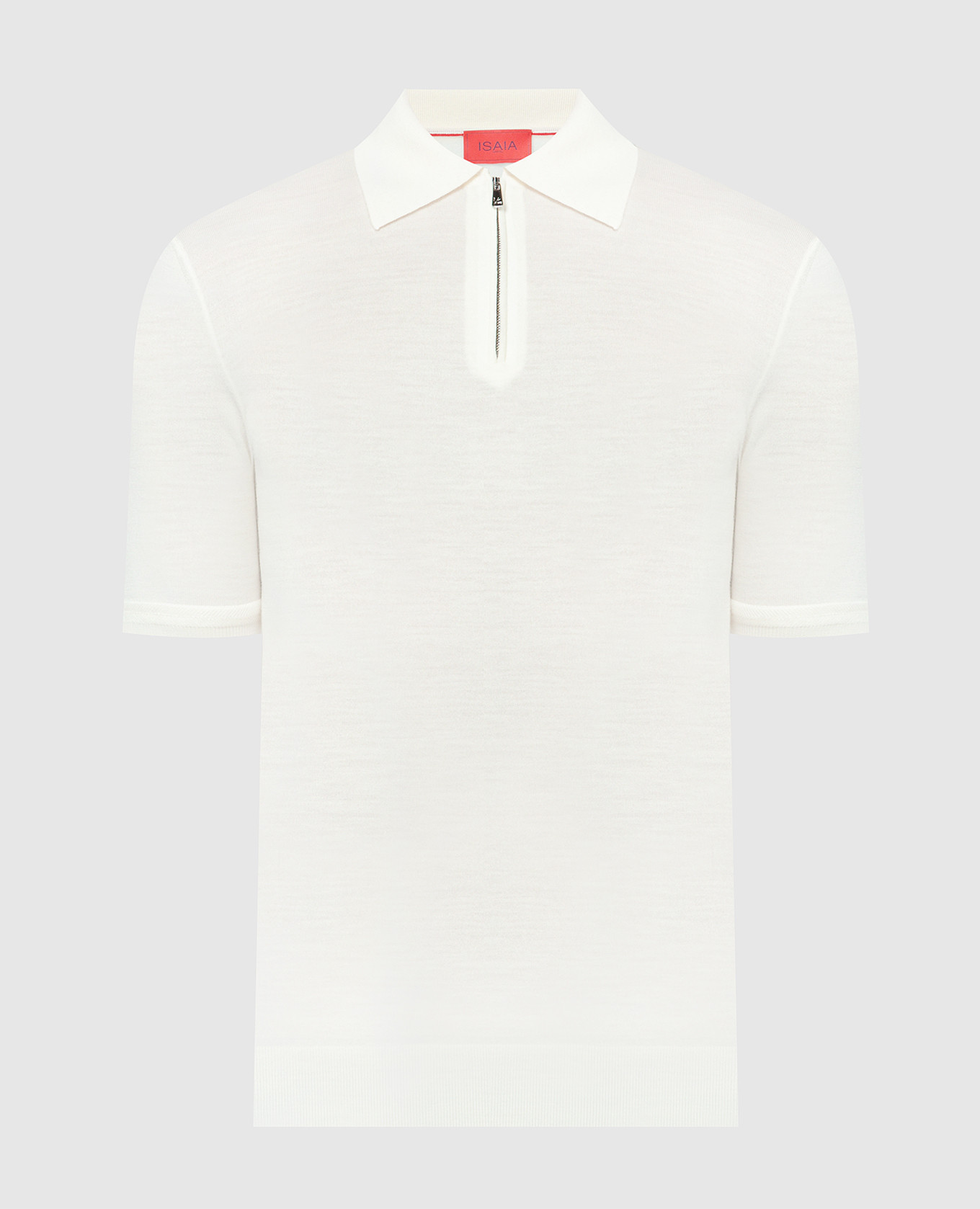 Beige wool polo shirt with logo