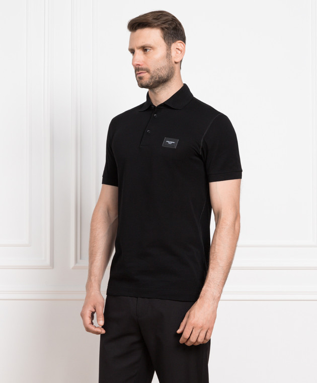 Dolce&Gabbana Чорна футболка-поло з логотипом G8KK1TFU7EN зображення 3