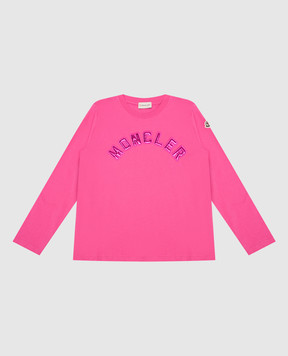 Moncler ENFANT Дитячий рожевий лонгслів з логотипом 8D0000383907810