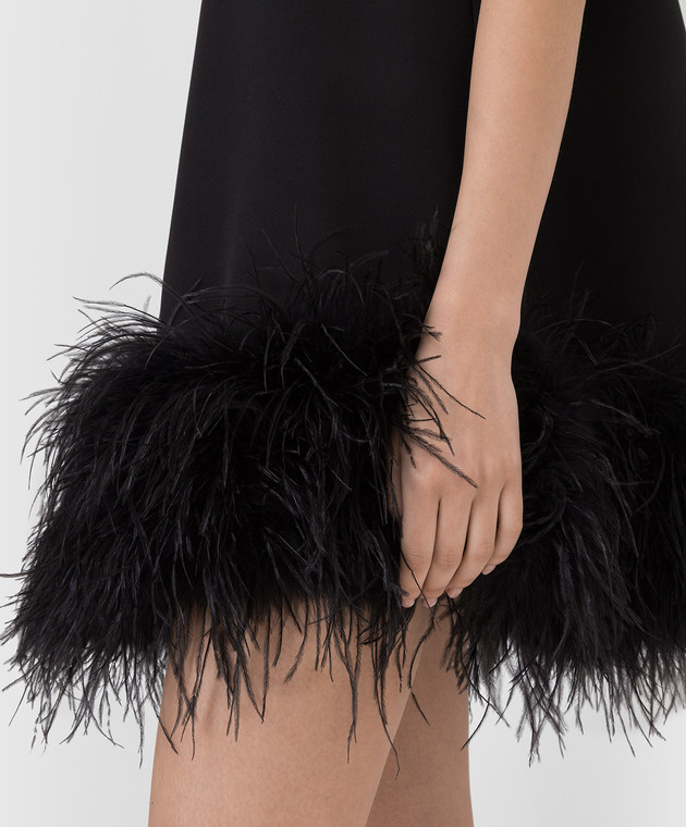 Rachel Gilbert Чорне плаття міні Linc з пір'ям 22RRG61014 зображення 5