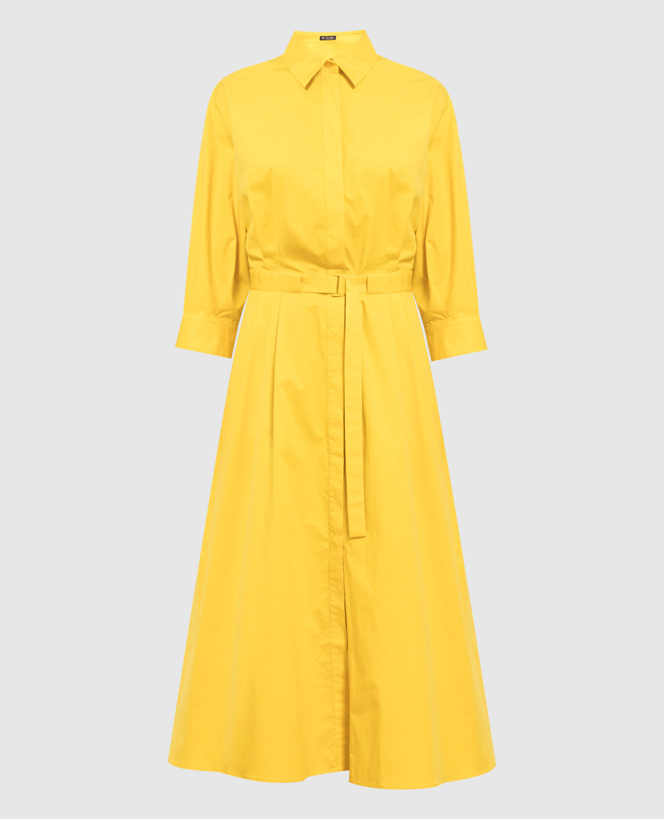 Желтое платье-рубашка с драпировкой