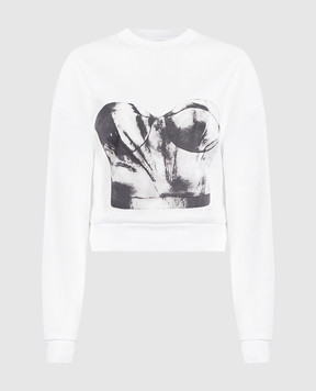 Alexander McQueen White sweatshirt with Beautier print 735221QZAHV