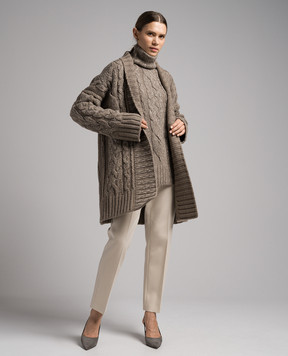 Ermanno Scervino Коричневий кардиган з фактурним візерунком і кристалами D435M333CTHSK