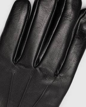 Alexander McQueen Чорні шкіряні рукавички з тисненням логотипа 7022614E46Q