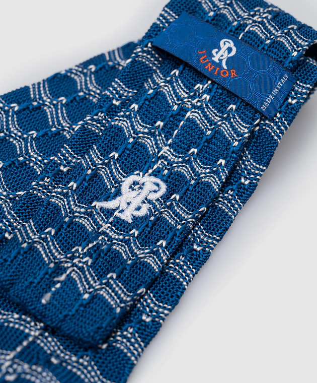 Stefano Ricci Дитяча синя краватка із шовку у візерунок YCRMTSR8162 зображення 3