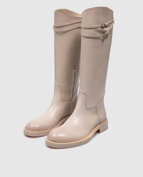 Santoni Бежевые кожаные сапоги WSAL70569BJ2TLGA