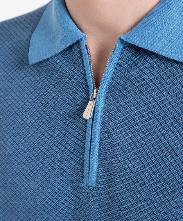 Enrico Mandelli Blue patterned polo shirt A6J0035194 image 5