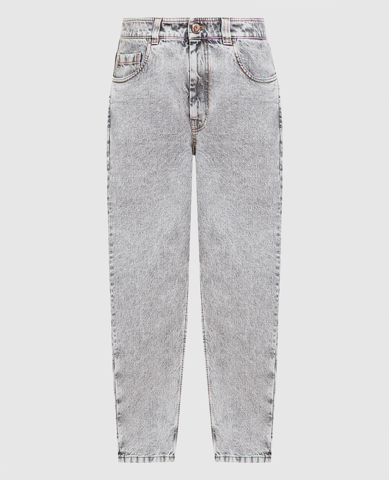 Gray mom jeans with monil chain