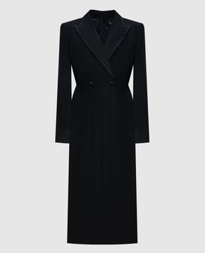 Dolce&Gabbana Черное платье из шерсти и шелка с разрезом F6DDXTGDB0R