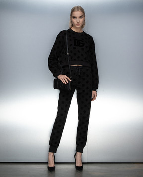 Dolce&Gabbana Черный свитшот в шаблон логотипа монограммы. F9R60TGDB7F