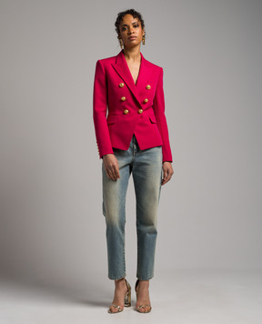 Balmain Рожевий двобортний жакет з вовни BF1SG008WC09