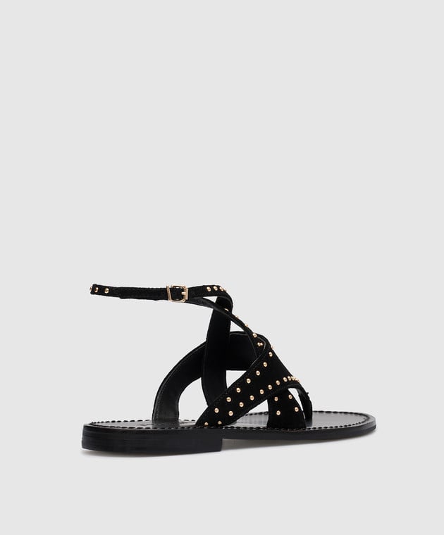 Twinset Black suede sandals with rivets 231TCT192 image 3