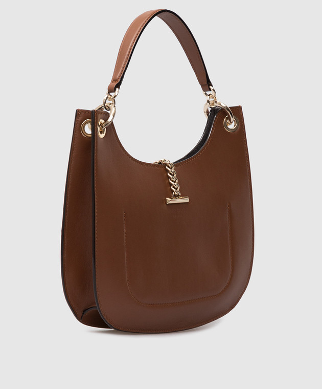 Jimmy Choo Коричневая кожаная сумка-хобо Varenne с монограммой VARENNEHOBOMCLF изображение 3