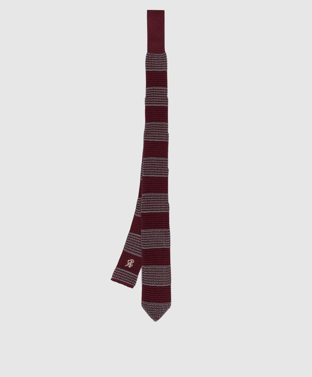 Stefano Ricci Дитяча бордова краватка з шовку в смужку YCRMTSR2916 зображення 2