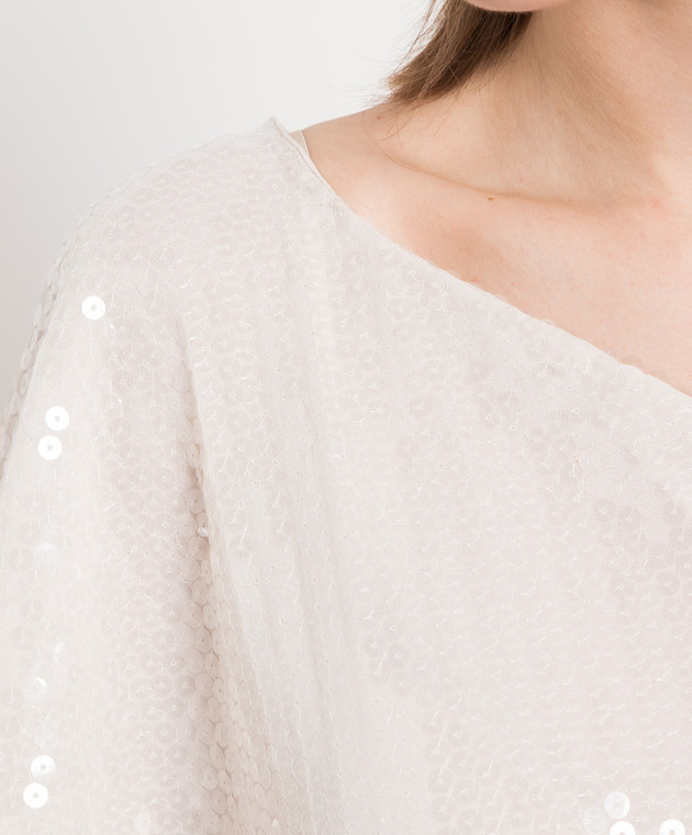 Taller Marmo Белое платье мини со страусиными перьями SS2320 изображение 5