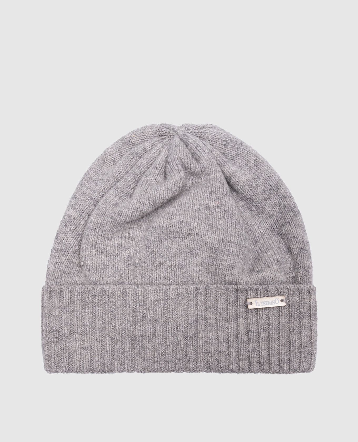 Children's gray wool and cashmere hat with logo