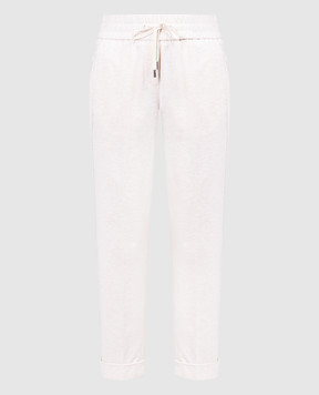 Peserico Бежеві меланжеві штани з ланцюжком моніль P04715J002379