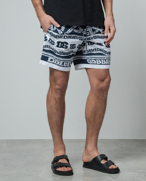 Dolce&Gabbana Сині шорти для плавання з принтом Marina M4A13TFHMUZ