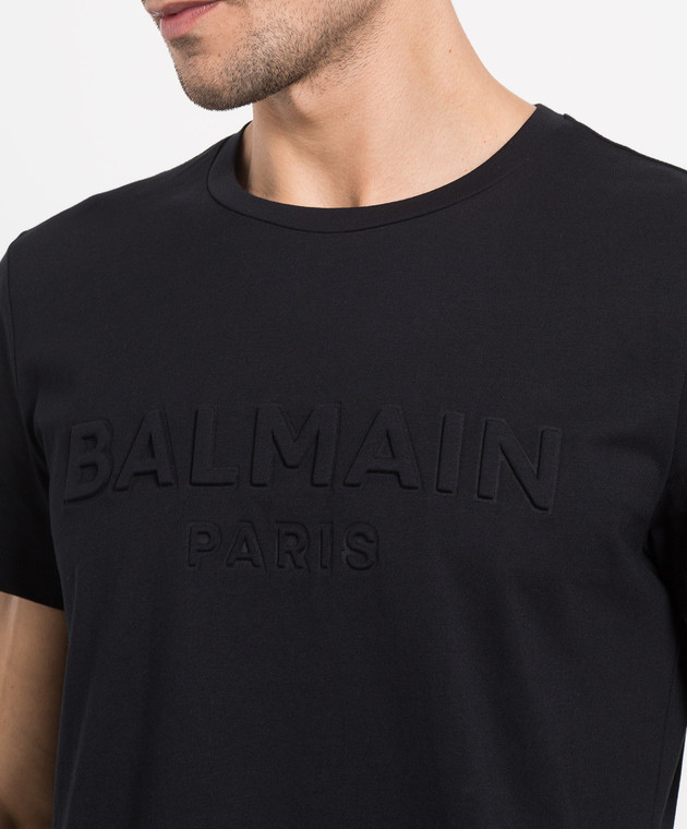 Balmain Black t-shirt with textured logo AH1EF000BB20 изображение 5
