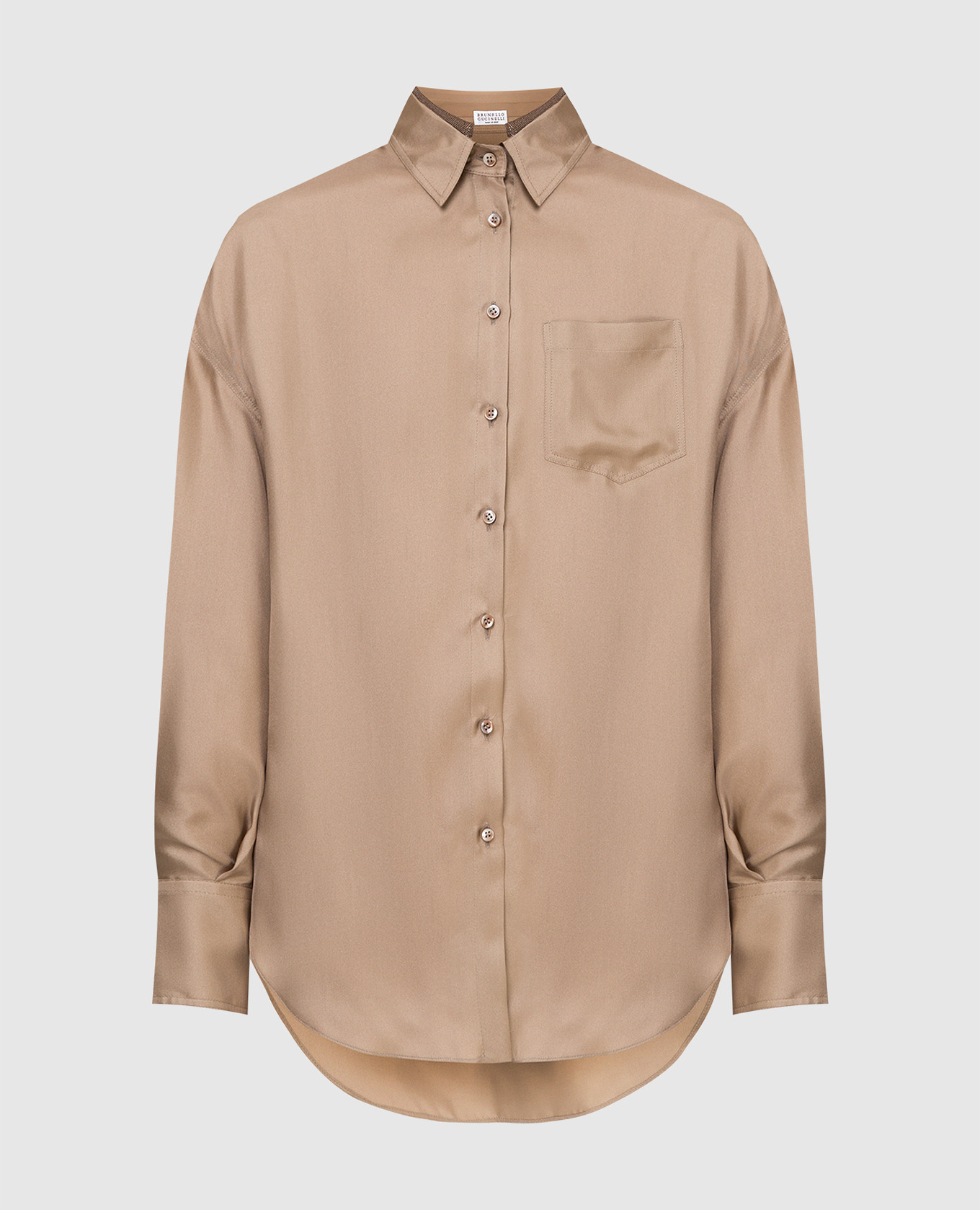 

Шелковая рубашка с цепочками, Бежевый, Рубашки