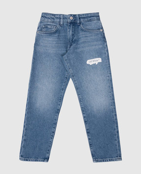 Off-White Дитячі сині джинси з принтом логотипа Graphic OBYA001S24DEN001
