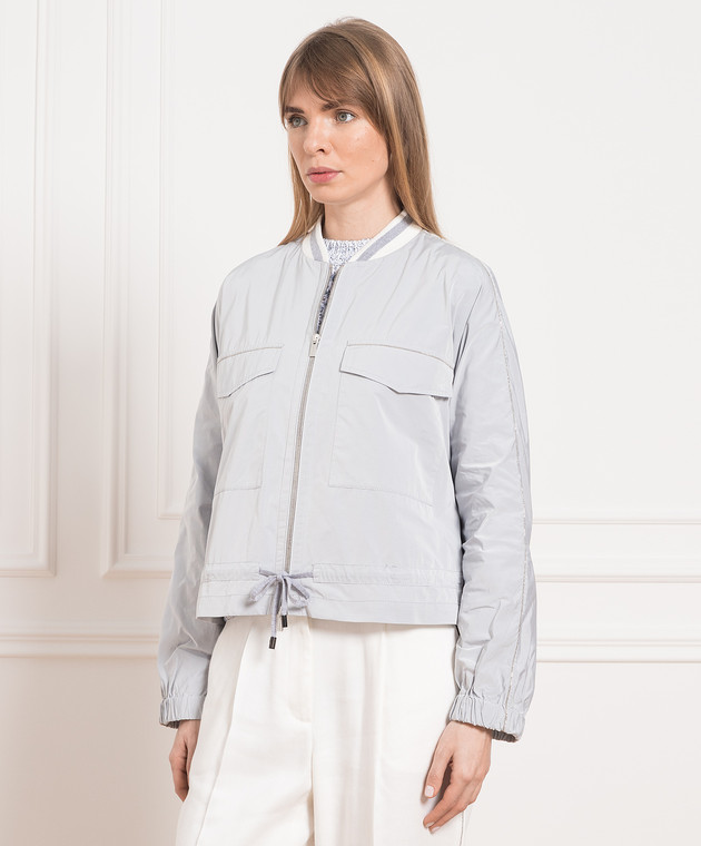 Peserico Gray bomber jacket with monil chain S21385A6953 изображение 3