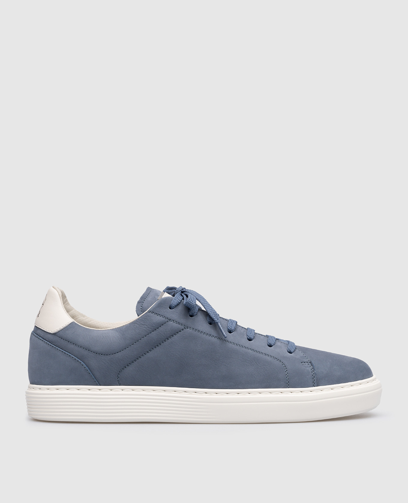 Blue suede sneakers with logo