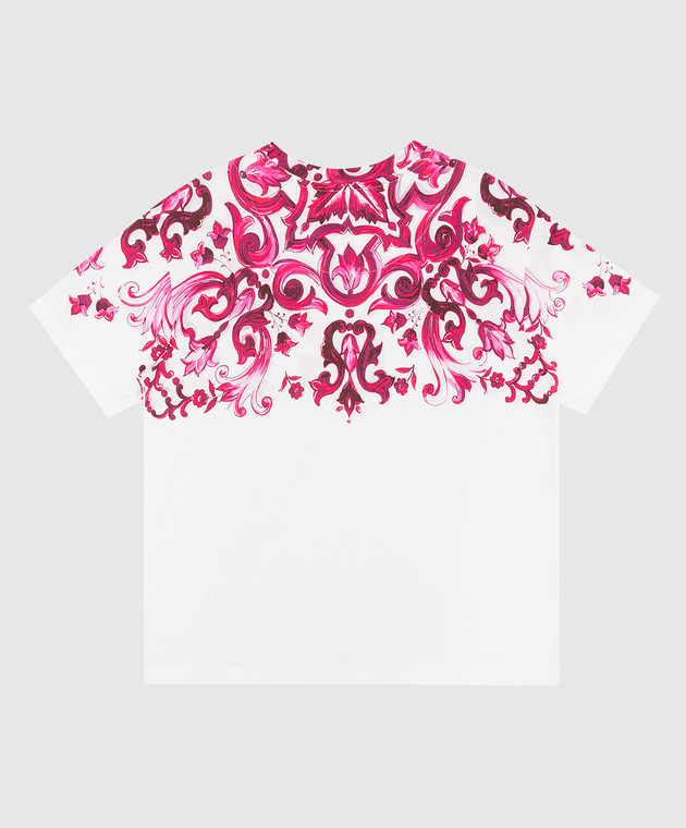 Dolce&Gabbana Children's white t-shirt with Maiolica print L5JTJKG7E9Q56 image 2