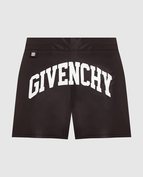 Givenchy Черные шорты для плавания с контрастным принтом логотипа BMA00X1YC9