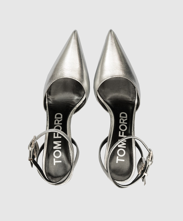 Tom Ford Silver leather slingbacks W2980LSP014S image 4