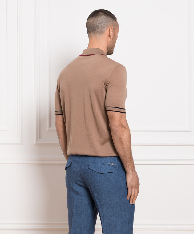 Stefano Ricci Brown silk and linen polo shirt K818052P31F23279 image 4