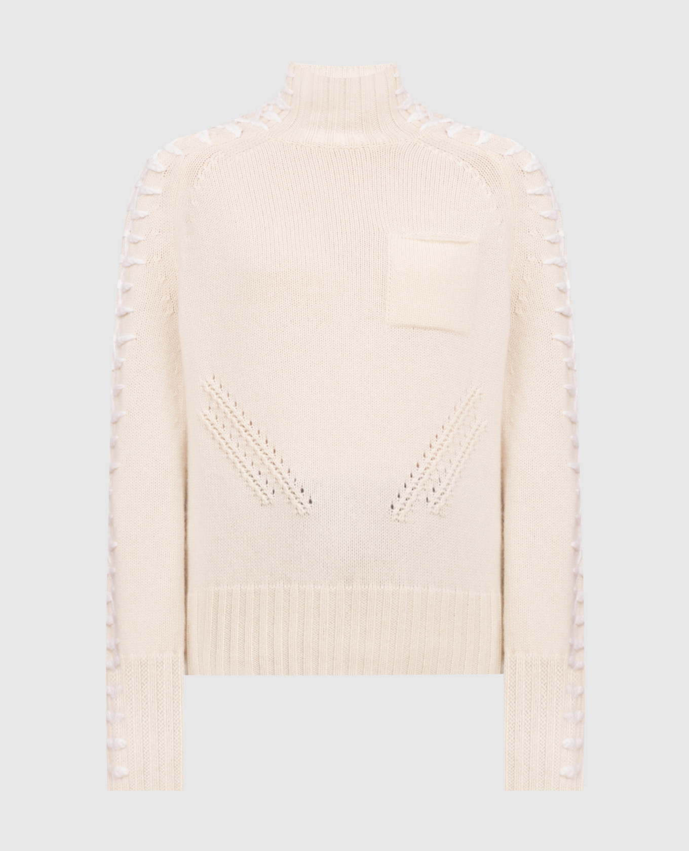 

Светло-бежевый свитер из кашемира с вышивкой, Свитера