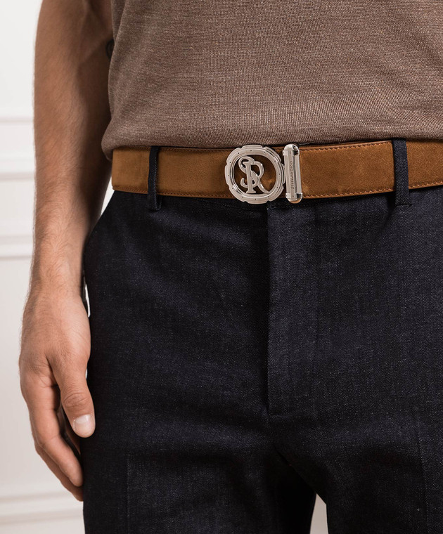 Stefano Ricci Brown suede belt with logo N381SDC527P image 2