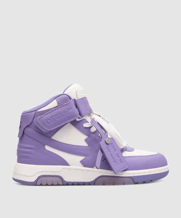 Off-White Out Of Office high top with logo in purple OWIA275S23LEA001