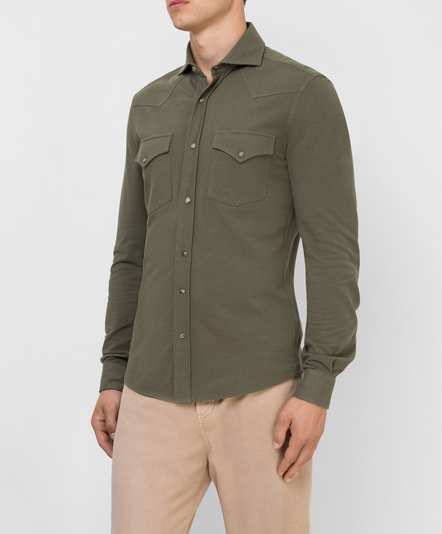 Brunello Cucinelli Зеленая рубашка M0T636666 изображение 3