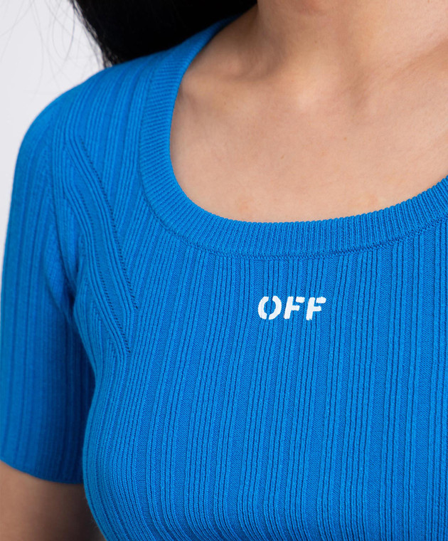 Off-White Блакитна футболка з логотипом OWHE071S22KNI001 зображення 5