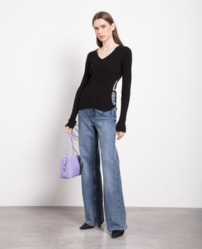 Bottega Veneta Черный пуловер в рубчик 707802V26U0