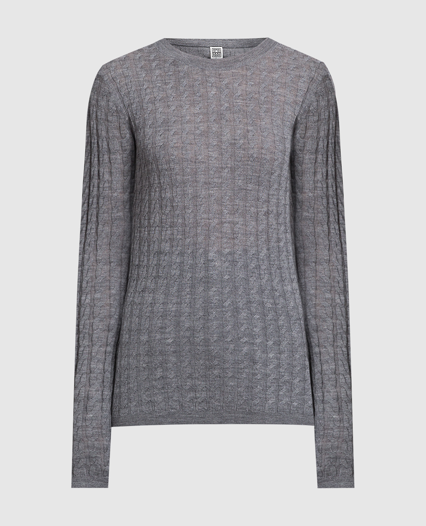 

Серый джемпер из шерсти в фактурный узор, Синий, Джемпера