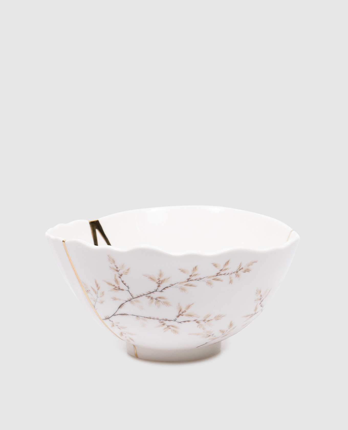 

Белая чаша Kintsugi с золотой отделкой, Белый, Посуда