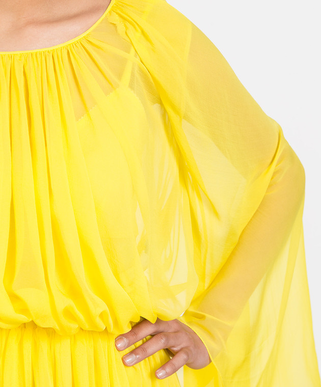Dolce&Gabbana Жовта сукня з шовку F6Z0WTFU1AT зображення 5
