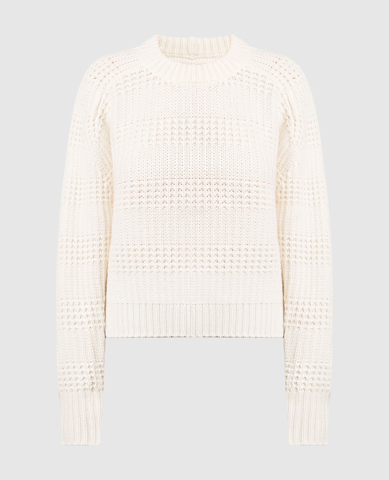 White sweater made of cashmere in a textured pattern