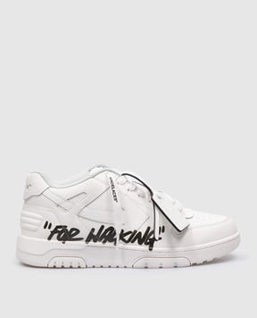 Off-White Білі шкіряні кросівки Out Of Office з контрастним принтом For Walking OMIA189C99LEA012